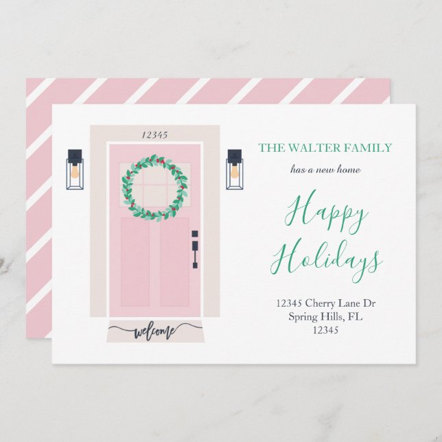 Porte avant - Faire-part rose (Devant / Derrière)