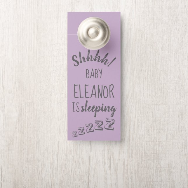 Porte Baby Girl Shhh Sleeping Lavender Affichette de por (Sur le bouton)