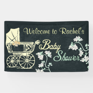 Porte-bébé jaune, bannière Baby shower