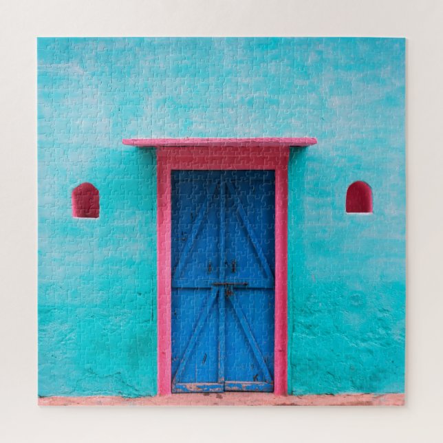 "PORTE BLEUE, MAROC", PUZZLE DE PHOTOGRAPHIE DE VO (Vertical)