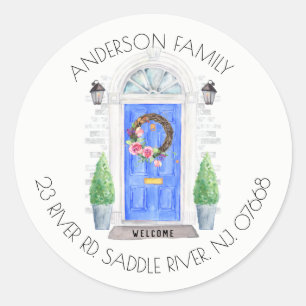 Porte bleue   Nouveau Sticker Étiquette de adresse