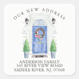 Porte bleue   Nouveau Sticker Étiquette de adresse