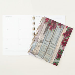 Porte Bleue Vintage Aquarelle