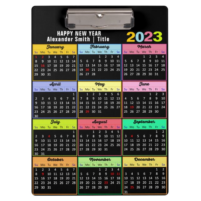 Porte-bloc 2023-2026 Calendrier Minimaliste Moderne Coloré (Devant)