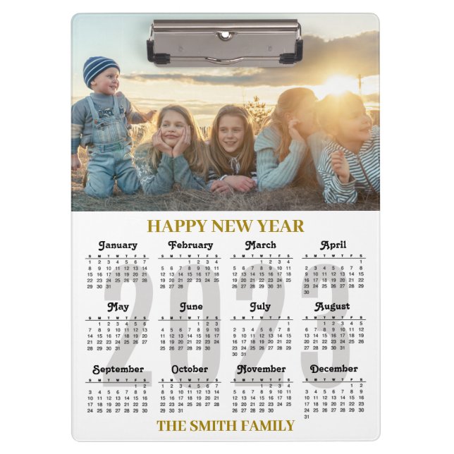 Porte-bloc 2023-2026 Calendrier moderne Gold Script Family Ph (Devant)
