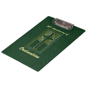 Porte-bloc 50e anniversaire de l'ordination Regarder en cuir