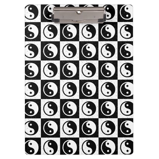 Porte-bloc À damiers blanc noir Yin-yang Zen Block Imprimer (Devant)