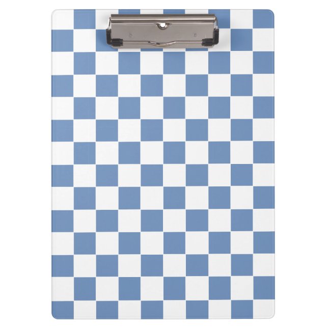 Porte-bloc à damiers bleu/gris et blanc (Devant)