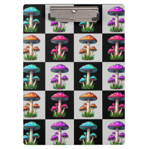 Porte-bloc à damiers champignon géométrique