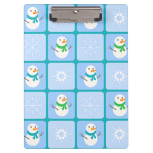 Porte-bloc À damiers hiver bonhomme de neige motif et flocons
