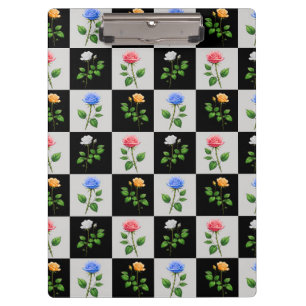 Porte-bloc à damiers multicolore Rose Floral Design