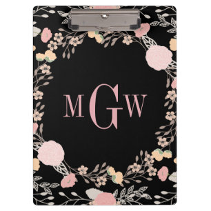 Porte-bloc à monogramme botanique floral joli