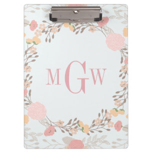 Porte-bloc à monogramme botanique floral joli