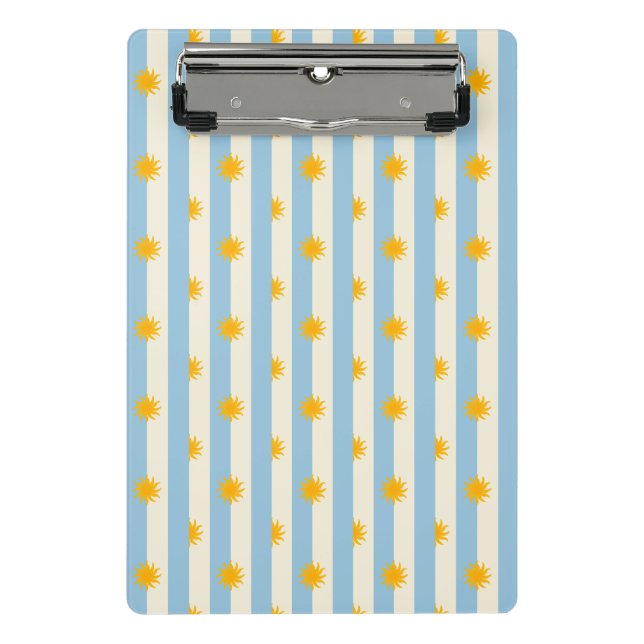 Porte-bloc à rayures crème et bleu avec soleil lev (Devant)