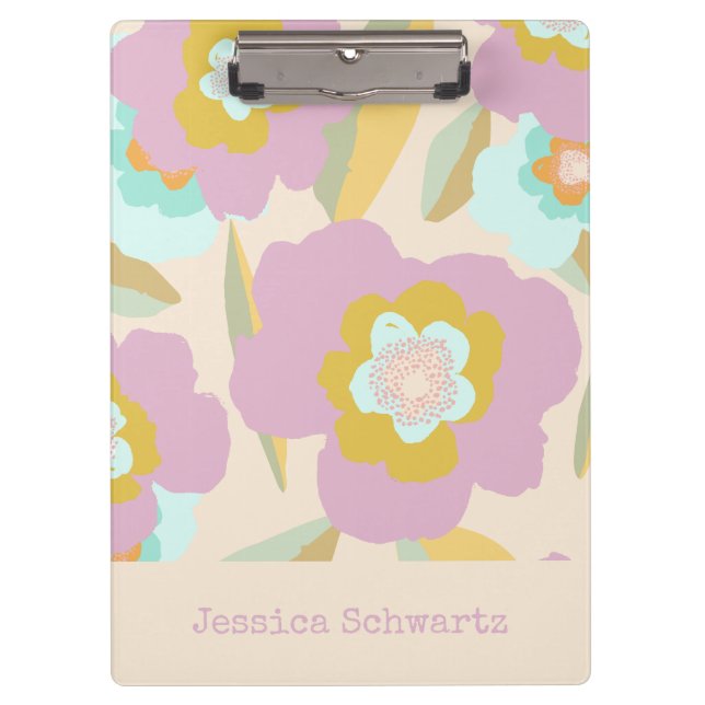 Porte-bloc Abstrait Floral Pastel Lilac Motif Personnalisé (Devant)