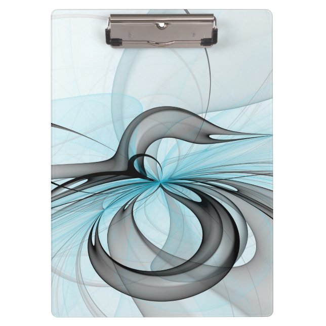 Porte-bloc Abstrait Gris Bleu Anthracite Art Fractal Moderne (Devant)