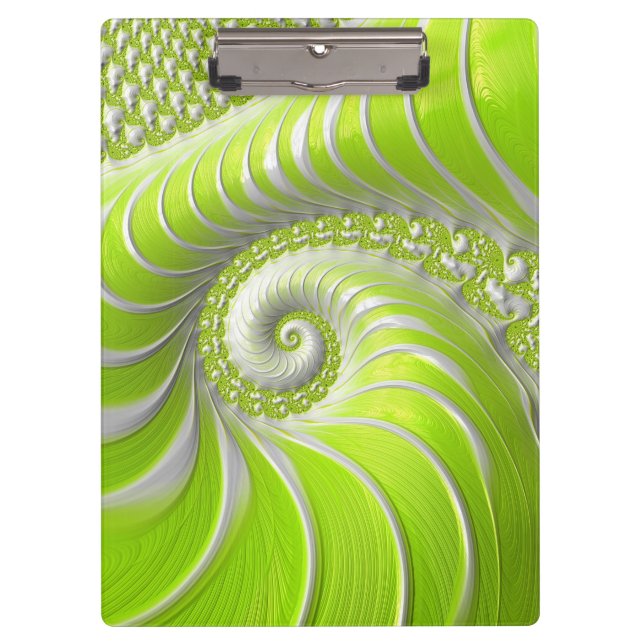 Porte-bloc Abstrait Moderne Lime Green Spiral Fractal (Devant)