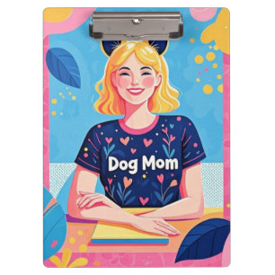 Porte-bloc Abstraite mère de chien en bleu rose