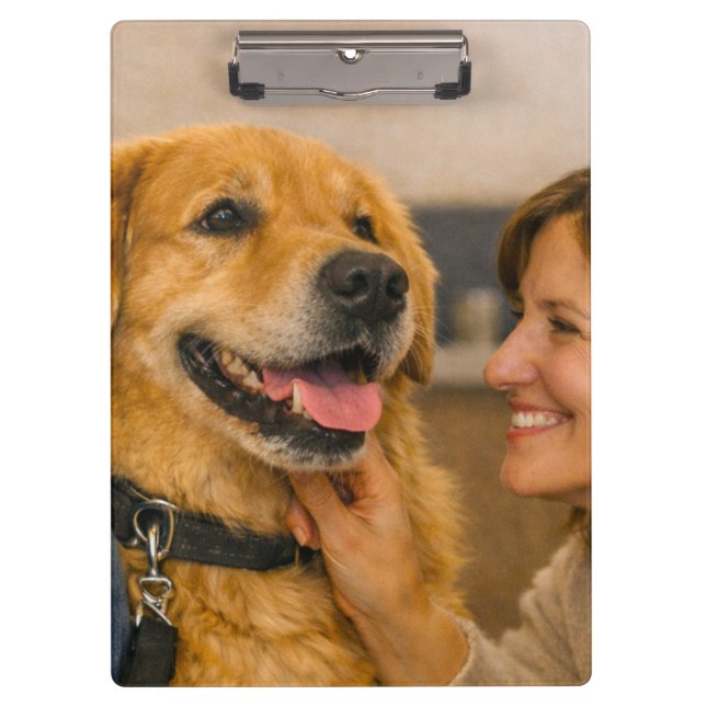 Porte-bloc acrylique de salutation de chien amical (Devant)