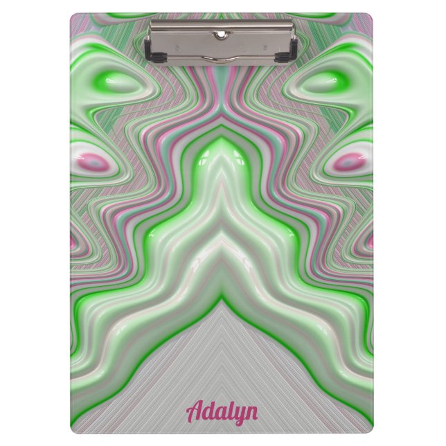 Porte-bloc ADALYN ~ PASTEL 3D! Rose, Vert et Blanc BRILLANT (Devant)