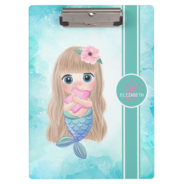 Porte-bloc Adorable Bébé Sirène Mignonne, Mer (Devant)
