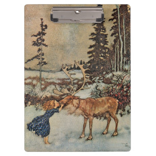 Porte-bloc Affiche de scène hivernale vintage de fille aux re
