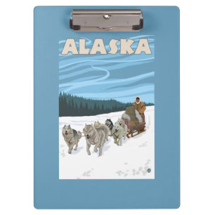Porte-bloc Affiche de Vintage voyage d'AlaskaDogsledding