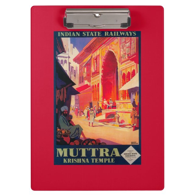 Porte-bloc Affiche de voyage de temple de Muttra Krishna (Devant)