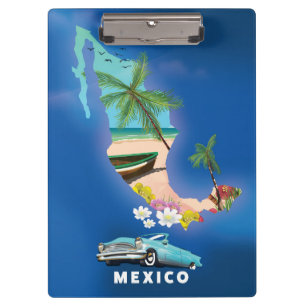 Porte-bloc Affiche de voyage illustration carte du Mexique.