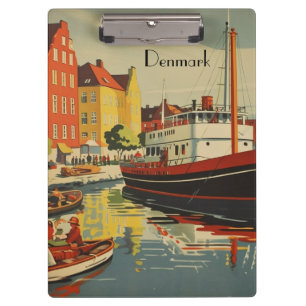 Porte-bloc Affiche de voyage vintage Danemark personnalisable