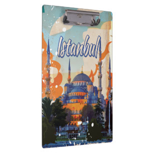 Porte-bloc Affiche de voyage vintage de la mosquée Aya Sophia