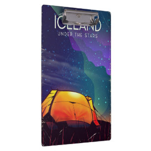 Porte-bloc Affiche de voyage vintage 'Islande sous les étoile