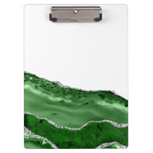 Porte-bloc Agate Glamour Emeraude Vert Paillettes Argentées