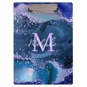 Porte-bloc Agate Océan Pailleté Bleu Foncé et Violet