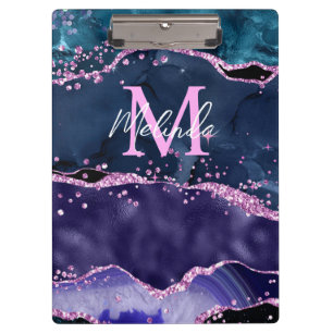 Porte-bloc Agate Océan Pailleté Bleu Nuit et Violet