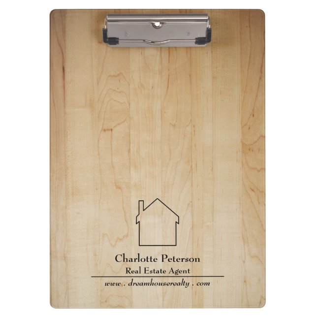 Porte-bloc Agent immobilier à fond en bois simple  (Devant)