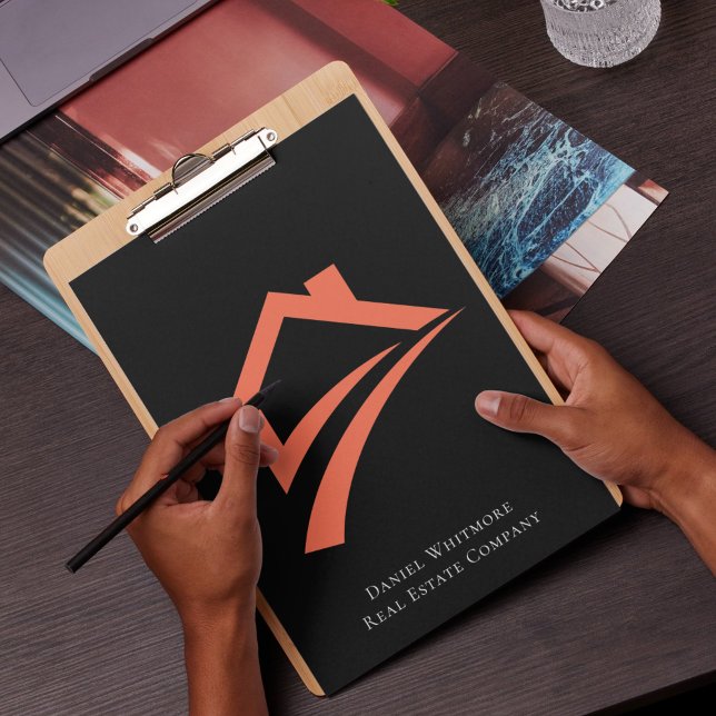 Porte-bloc Agent immobilier noir élégant et unique (Stylish Unique Black Real Estate Agent Clipboard)
