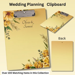 Porte-bloc Ajouter Des Noms Etc Golden Yellow Flowers Mariage
