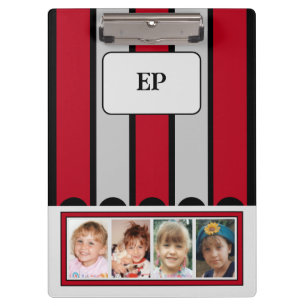 Porte-bloc Ajouter recto verso initiales 8 photos rouge gris