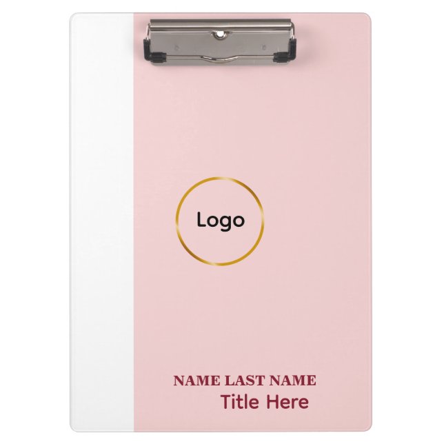 Porte-bloc Ajouter un logo Simple Blush Rose  Nom Titre (Devant)
