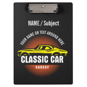 Porte-bloc Ajouter un nom Texte Jaune voiture classique