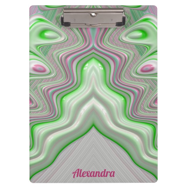 Porte-bloc ALEXANDRA ~ PASTEL 3D! Rose, Vert Blanc GLOSSY Cl (Devant)