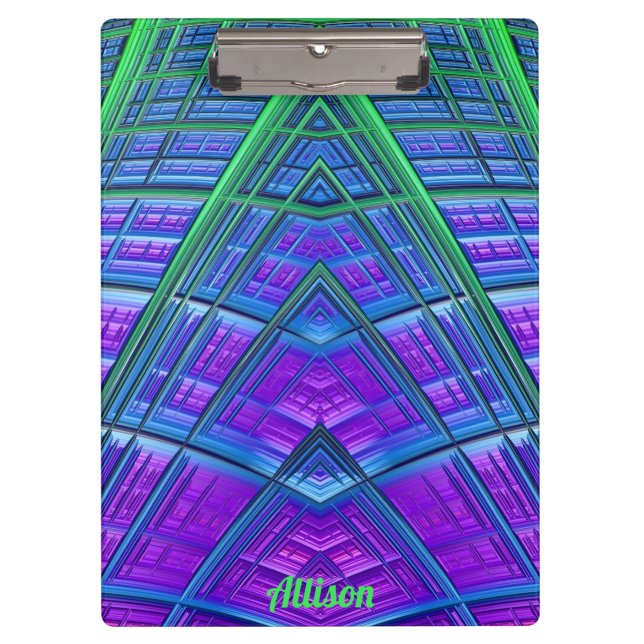 Porte-bloc ALLISON ~ 3D ! ~ Vert pourpre et bleu original ~ (Devant)