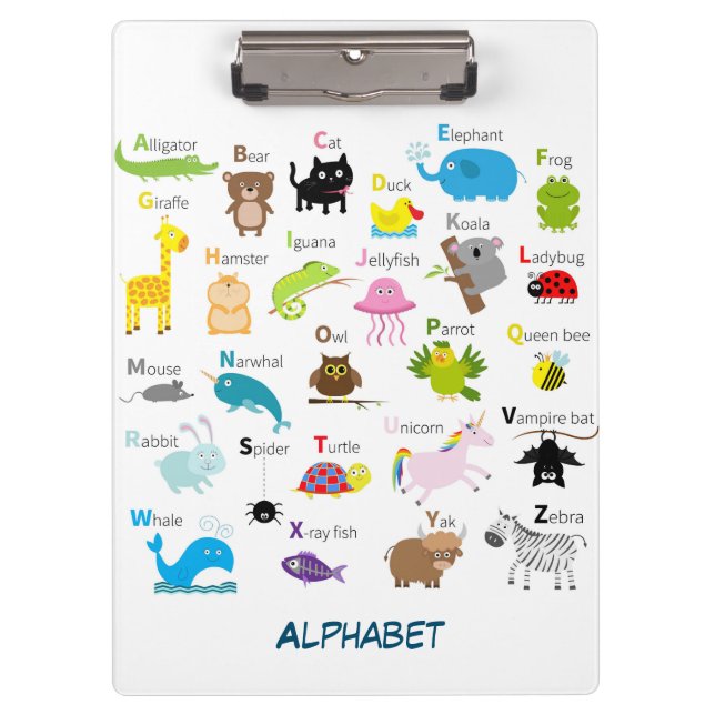 Porte-bloc Alphabet avec les images et les lettres animales (Devant)