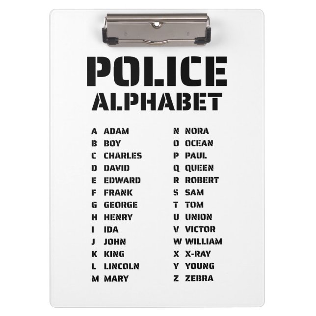 Porte-bloc Alphabet Phonétique Police (Devant)