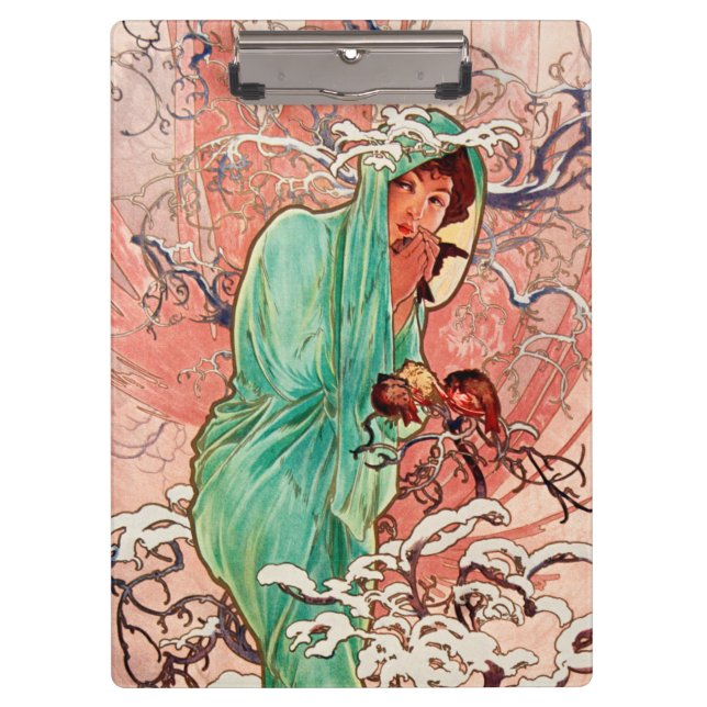 Porte-bloc Alphonse Mucha, Les Saisons, Hiver (1896)  (Devant)