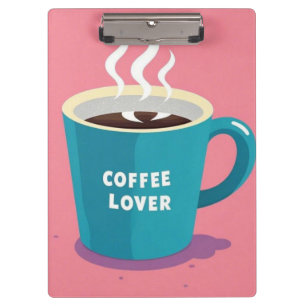 Porte-bloc Amateur de coupe de café bleu rose minimaliste