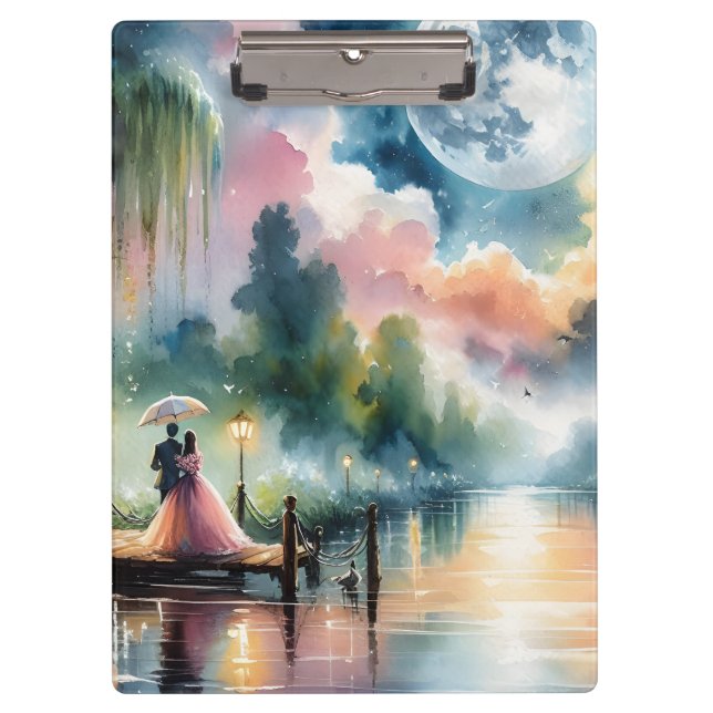 Porte-bloc Ambiance romantique Moonlight Watercolor Scène noc (Devant)