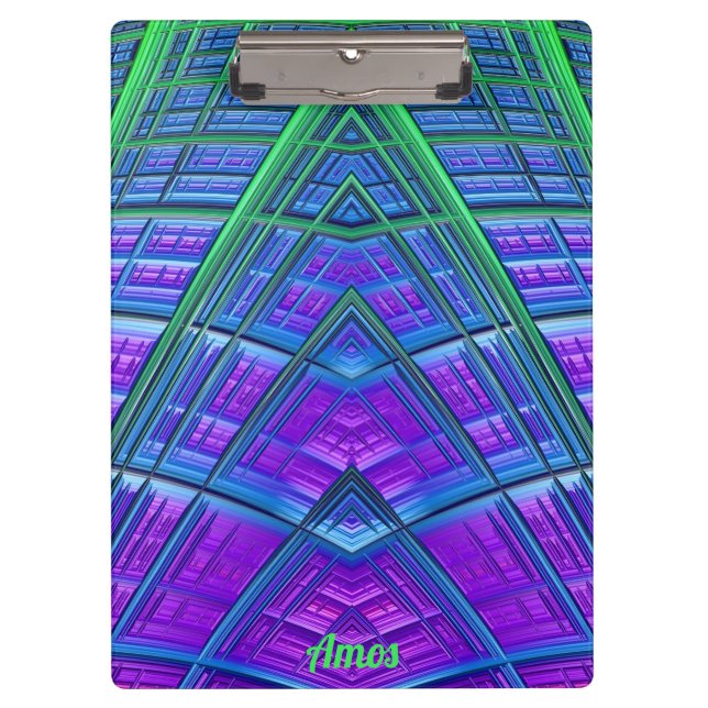 Porte-bloc AMOS ~ 3D ! ~ Vert pourpre et bleu original ~ (Devant)