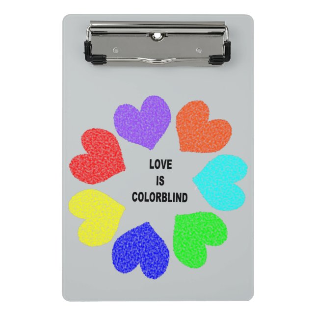 Porte-bloc Amour interracial Coeurs arc-en-ciel Mini Porte -  (Devant)
